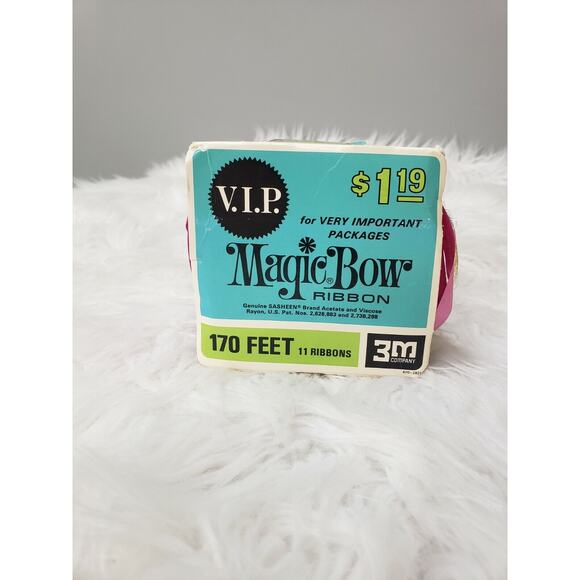 Vintage RETRO MCM Atomic Rainbow Christmas RIBBON EMPTY BOX decor boho advertise - Picture 8 of 8